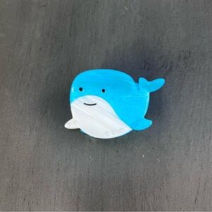 Blue & White Whale White Pearls Glossy Finish Beach 2.5" Lobster Claw Hair Clip